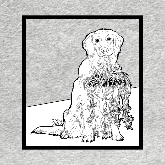 Retriever Labrador and Spider Plant by donnadavisart1